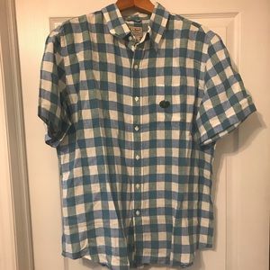 Men’s LL Bean 100% Linen Checkered Button down L